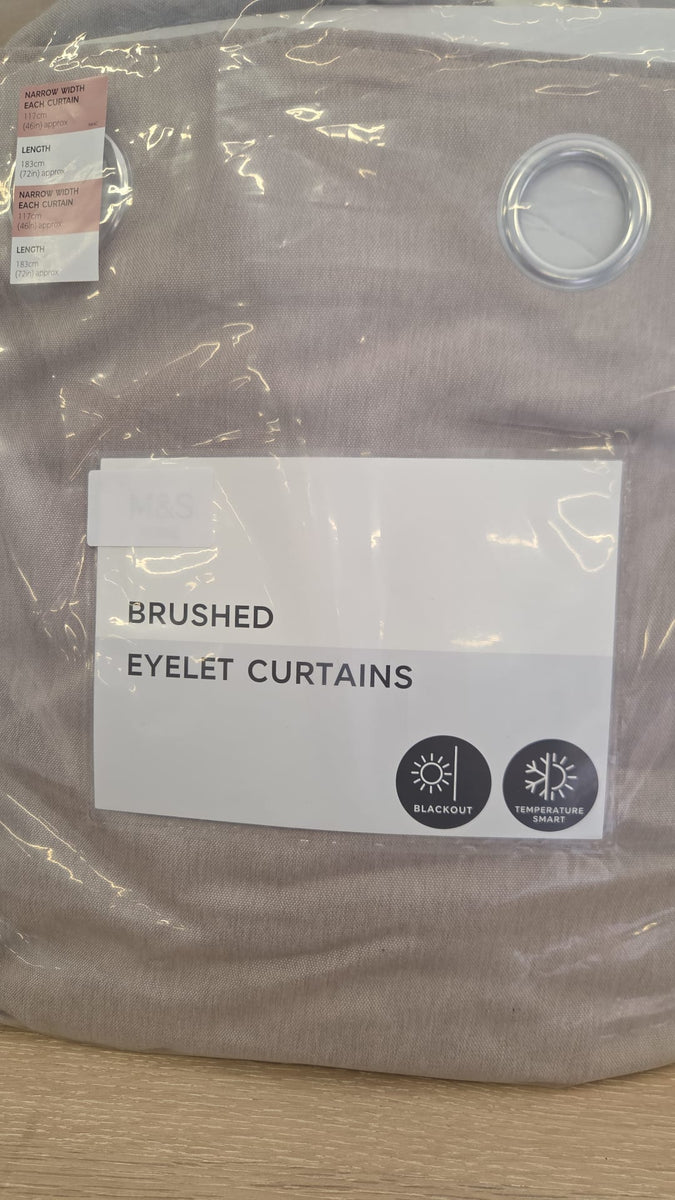 Brushed Eyelet Blackout Thermal Curtains - Neutral - 117cm x 183cm
