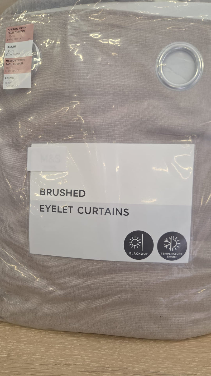 Brushed Eyelet Blackout Thermal Curtains - Neutral - 117cm x 183cm