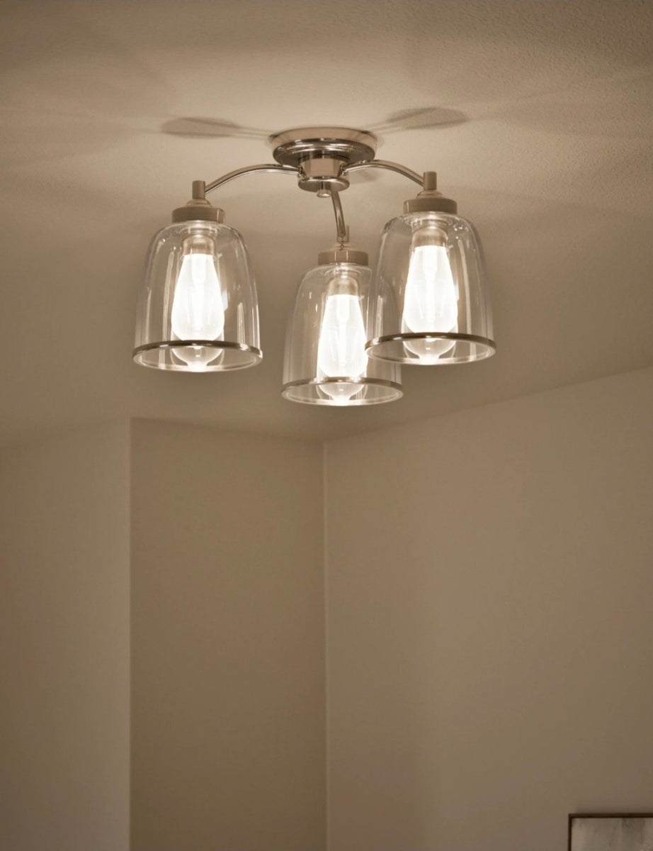 Core Glass & Metal Multi Flush Ceiling Light - Silver