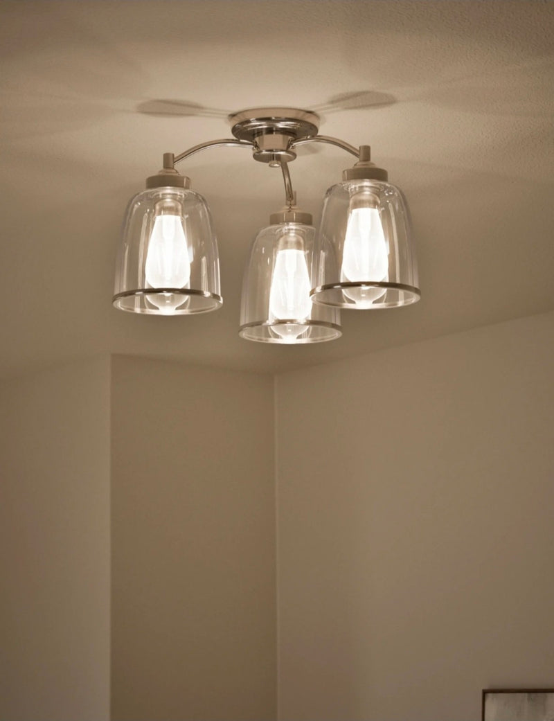 Core Glass & Metal Multi Flush Ceiling Light - Silver