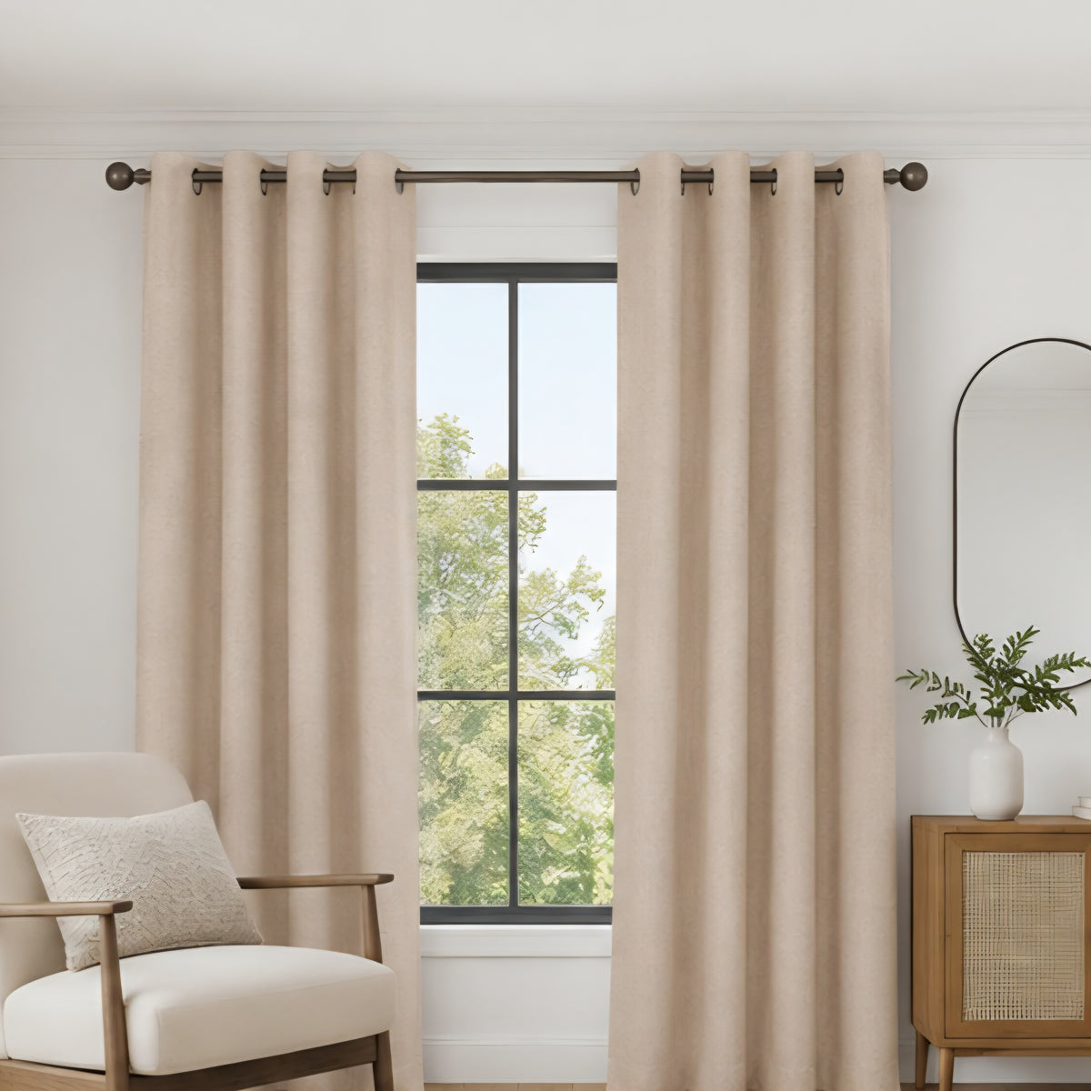 Isabelle Eyelet Blackout Curtains - Champagne - 168cm x 137cm