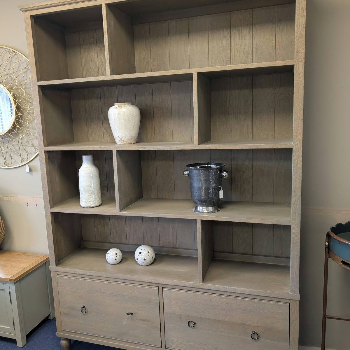 Elkstone Smoked Oak Large Divider Bookcase