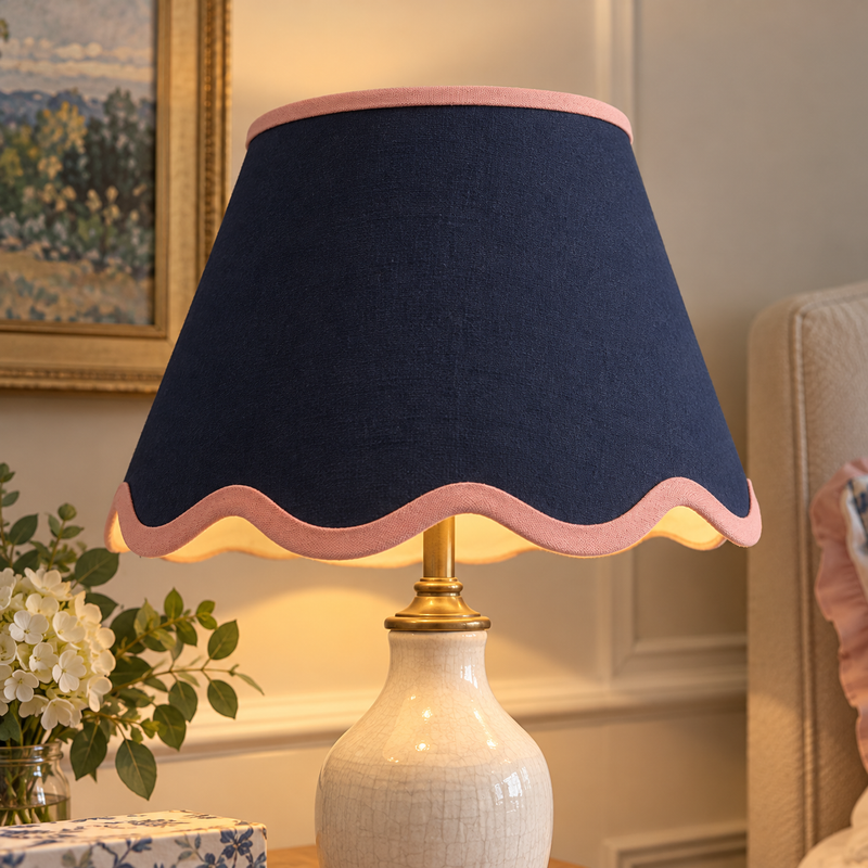 Fabric Wave Scallop Shade - Navy