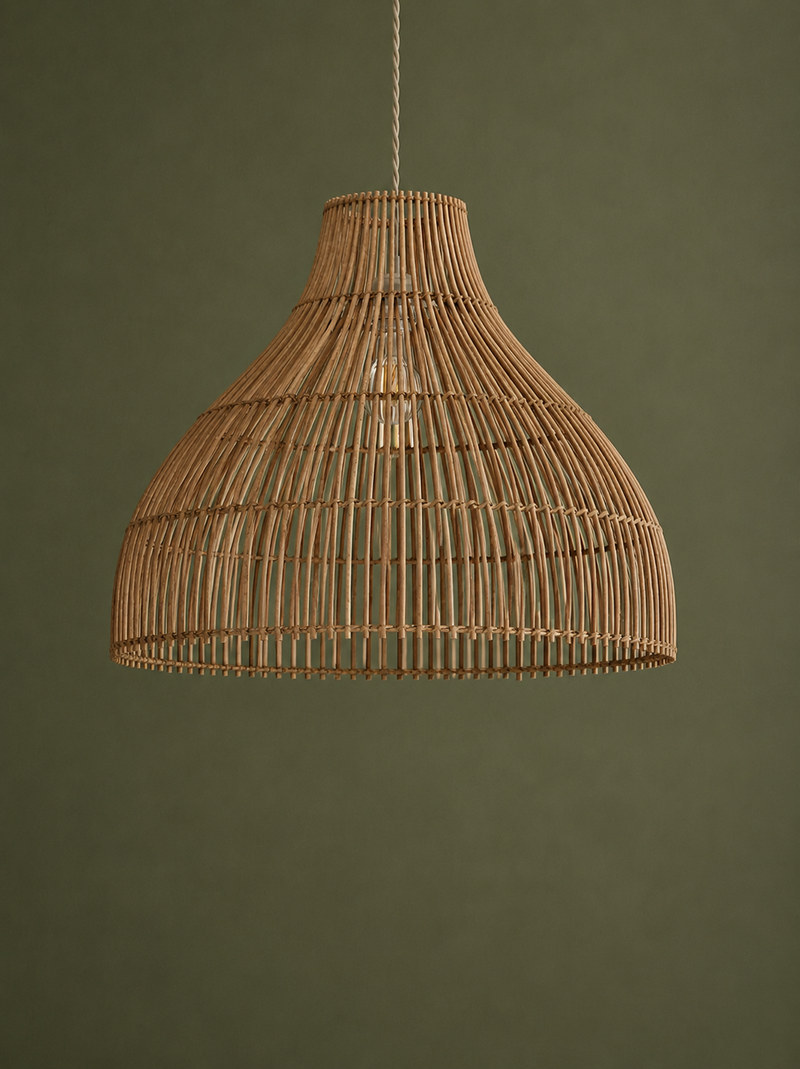 Rattan Bell Large Easy Fit Shade - Brown