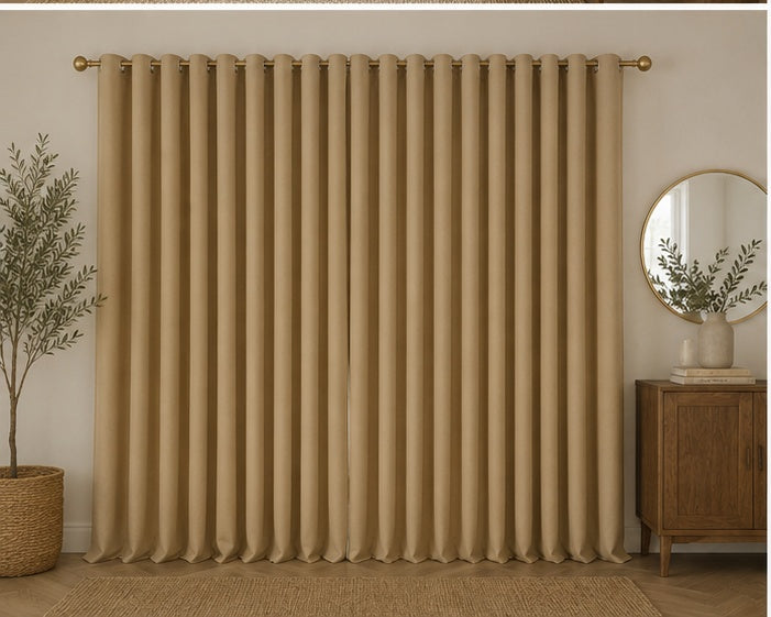 Brushed Eyelet Blackout Thermal Curtains - Bronze - 117cm x 137cm