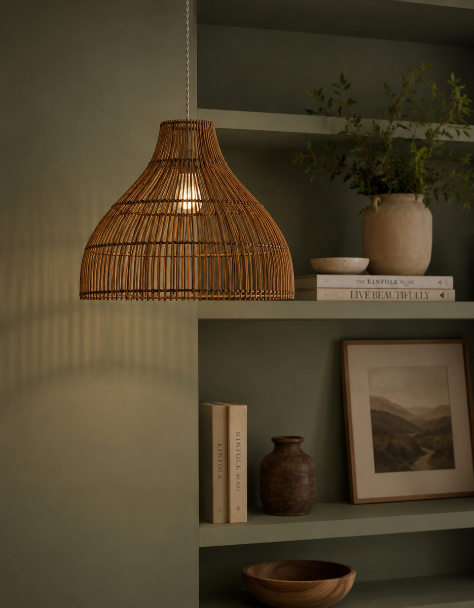 Rattan Bell Large Easy Fit Shade - Brown