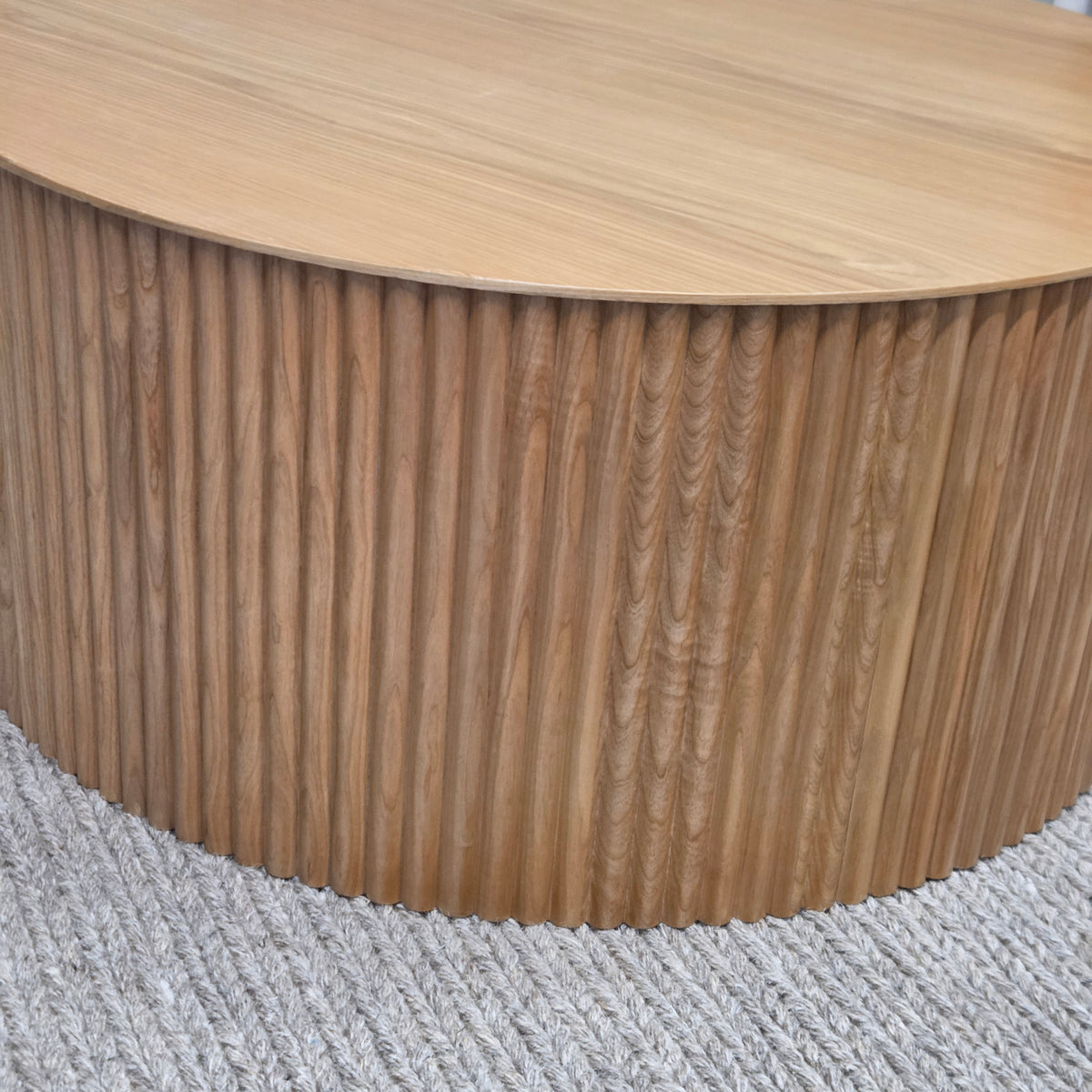 Fluted Wood Round Coffee Table