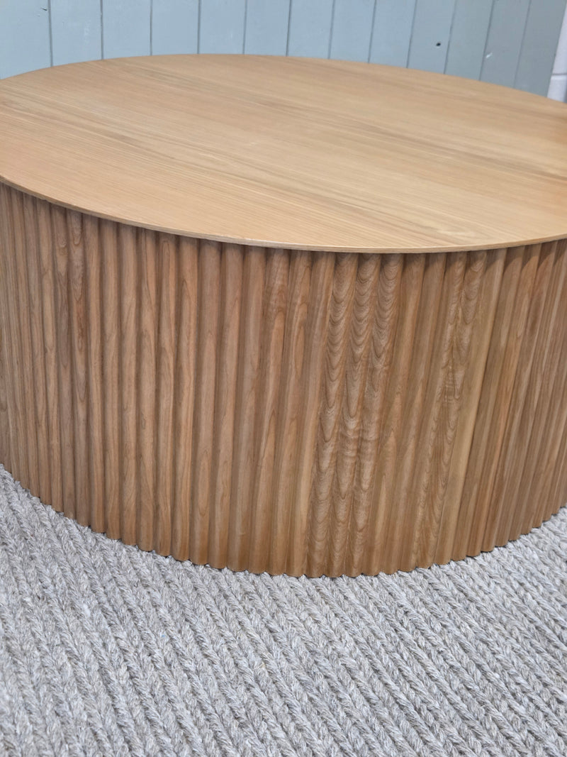 Fluted Wood Round Coffee Table