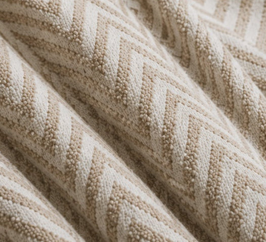 Textured Herringbone Eyelet Curtains - Neutral Brown - 168cm x 229cm