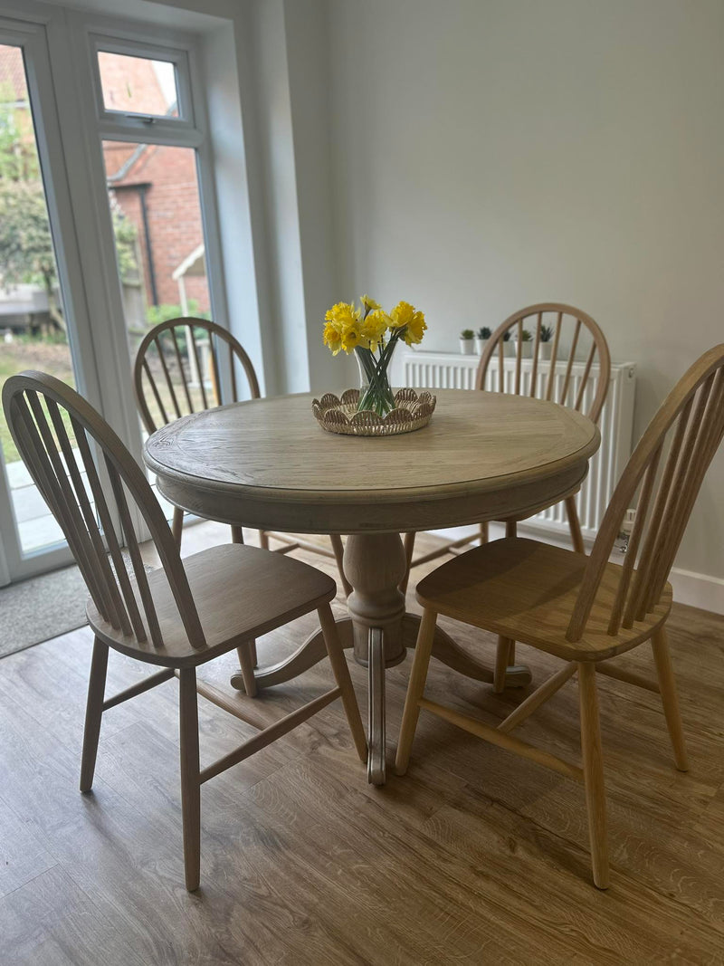 Camille Limewash Oak Round Dining Table