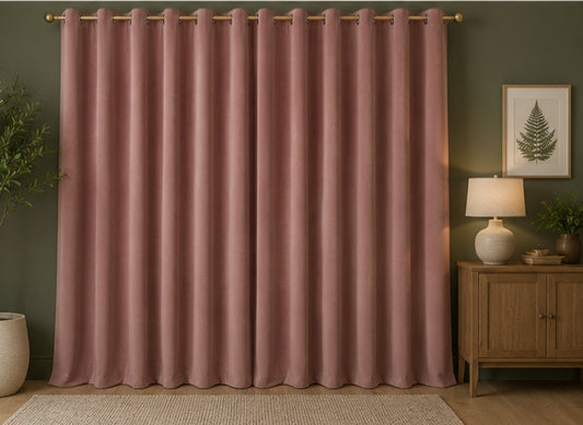 Velvet Eyelet Curtains - Soft Pink - 168cm x 183cm