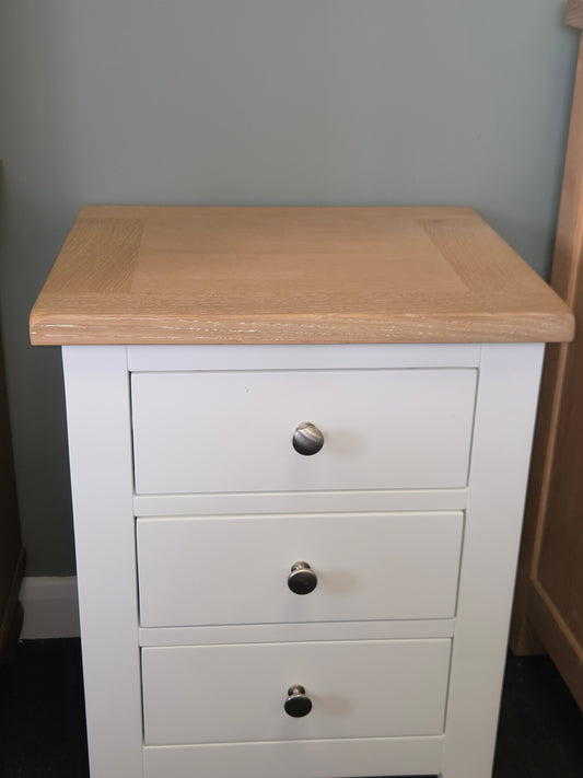 Chester Pure White 3 Drawer Bedside Table