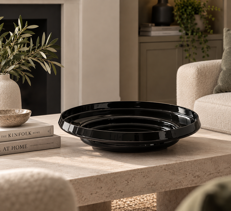 Oversized Glass Bowl - Black