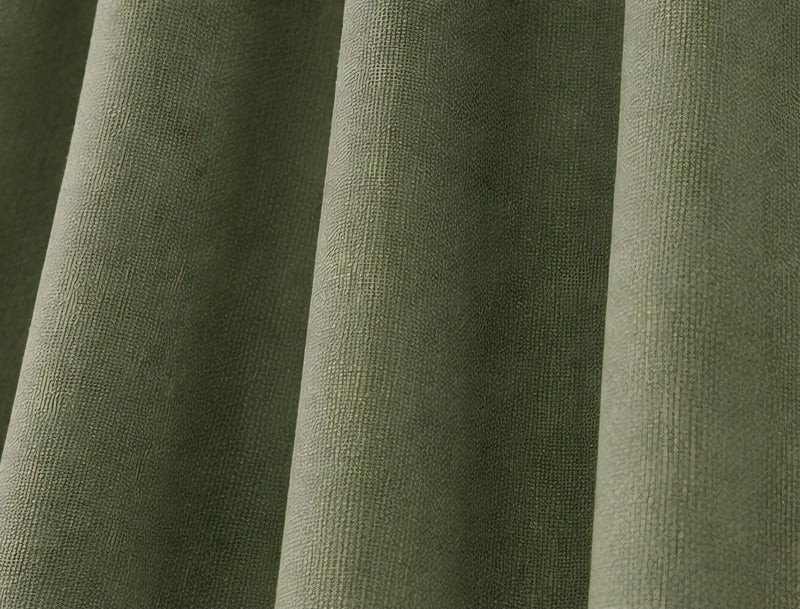 Brushed Pencil Pleat Blackout Thermal Curtains - Olive - 117cm x 229cm