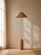 Lotus Rattan Floor Lamp - Antique Brass