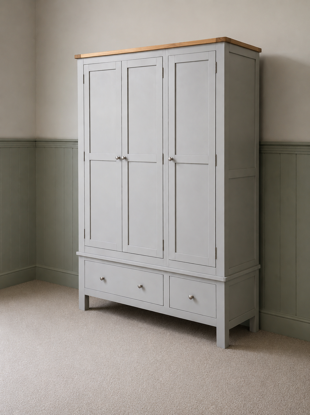 Simply Cotswold Pebble Grey Triple Wardrobe