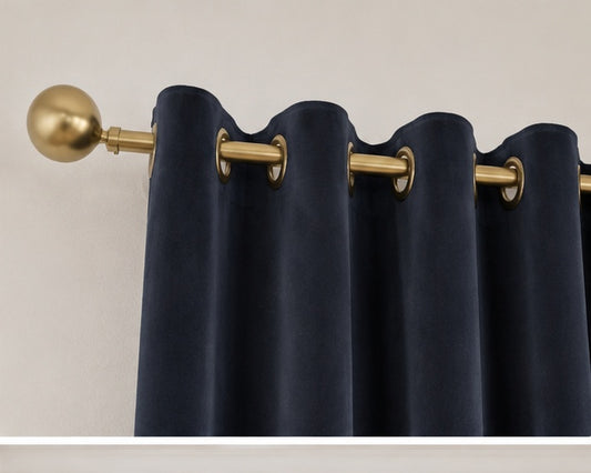 Velvet Eyelet Curtains - Navy - 168cm x 229cm