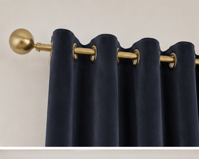 Velvet Eyelet Curtains - Navy - 168cm x 229cm