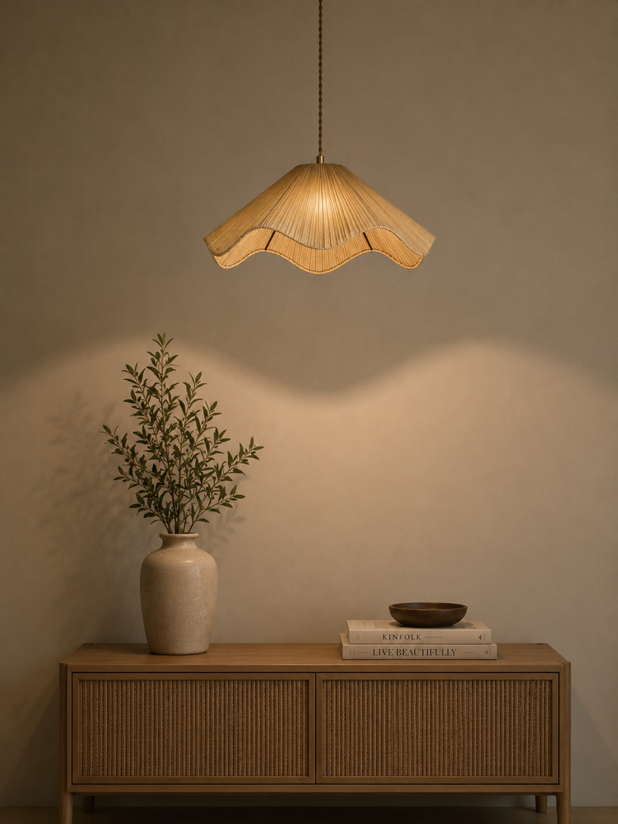 Wave Pleated Easy Fit Ceiling Lamp Shade - Cream