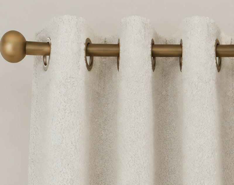 Bouclé Eyelet Curtains - Cream - 117cm x 137 cm