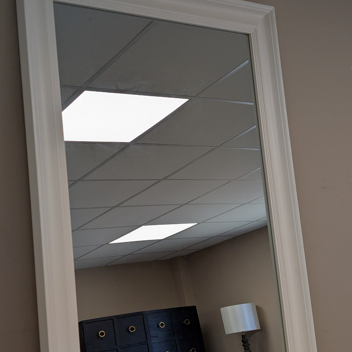 Warm White Large Rectangular Mirror 110x80cm