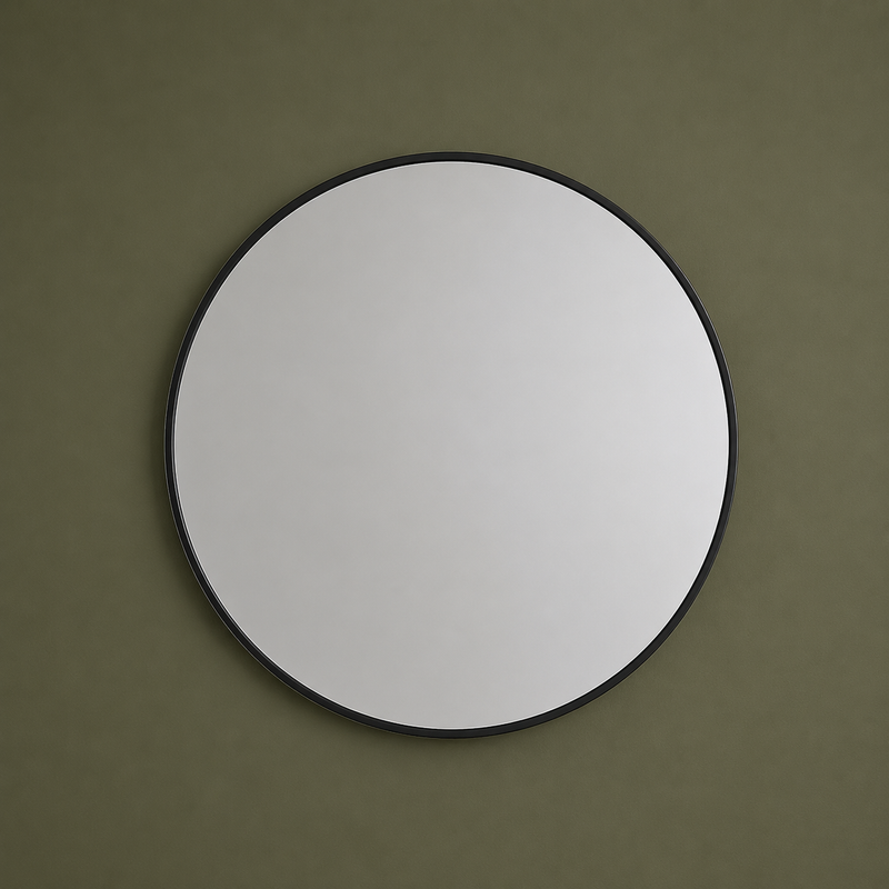 Metal Circle Wall Mirror - Black