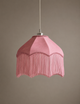 Fringed Velvet Lamp Shade - Pink