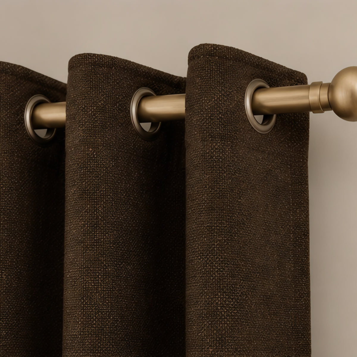 Brushed Pencil Pleat Blackout Ultra Thermal Curtains - Chocolate - 117cm x 229cm