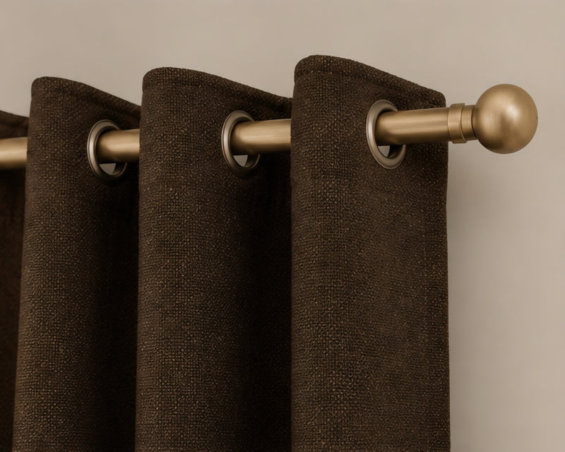 Brushed Pencil Pleat Blackout Ultra Thermal Curtains - Chocolate - 117cm x 229cm