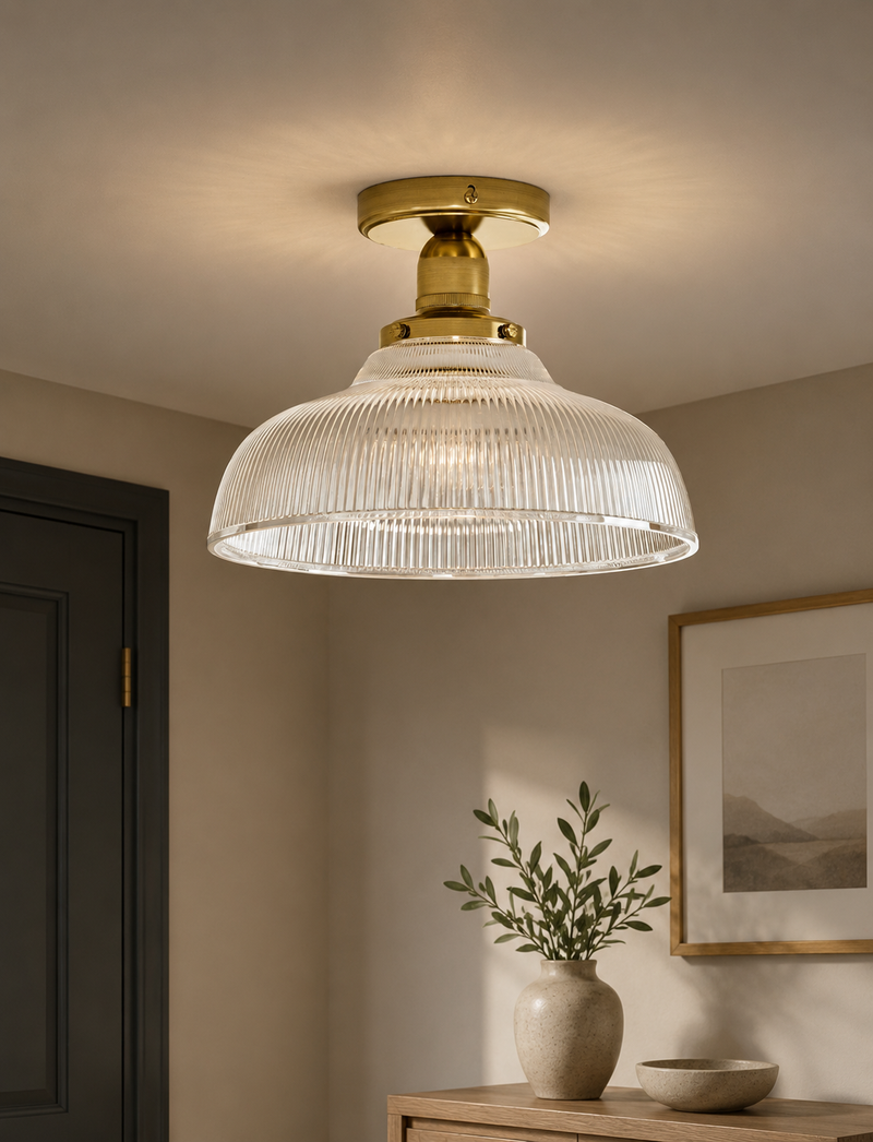 Florence Flush Ceiling Light - Antique Brass