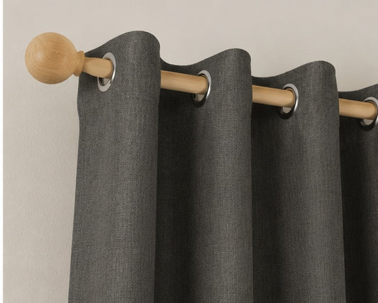 Brushed Eyelet Blackout Thermal Curtains - Charcoal Mix - 168cm x 137cm