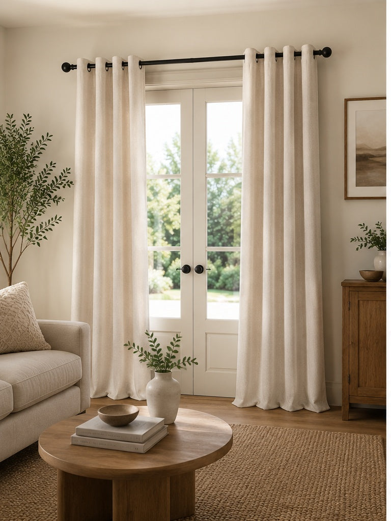 Brushed Eyelet Blackout Thermal Curtains - Champagne - 218cm x 229cm