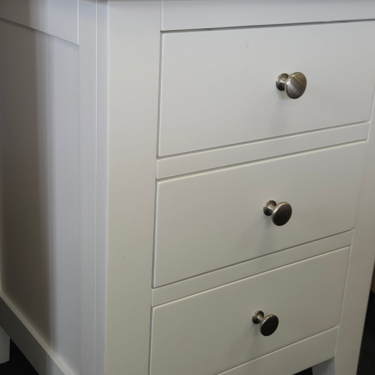 Chester Pure White 3 Drawer Bedside Table
