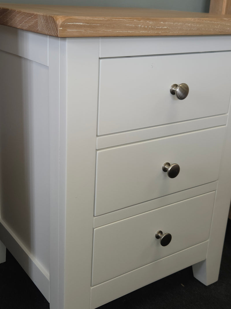 Chester Pure White 3 Drawer Bedside Table