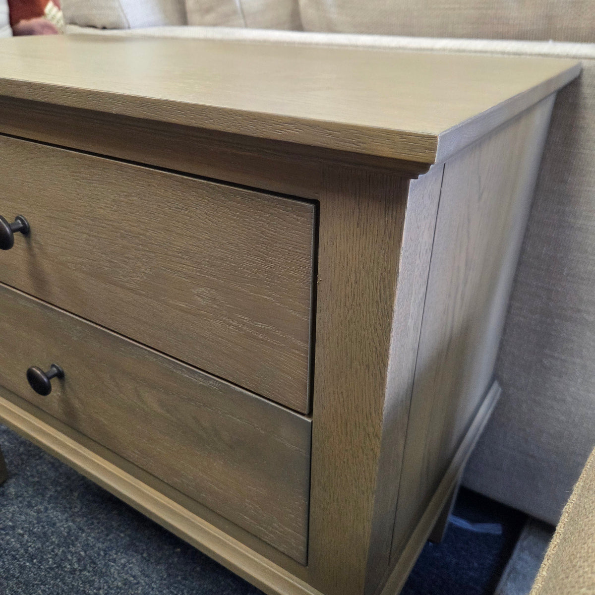 Bibury Smoked Oak Wide 2 Drawer Bedside
