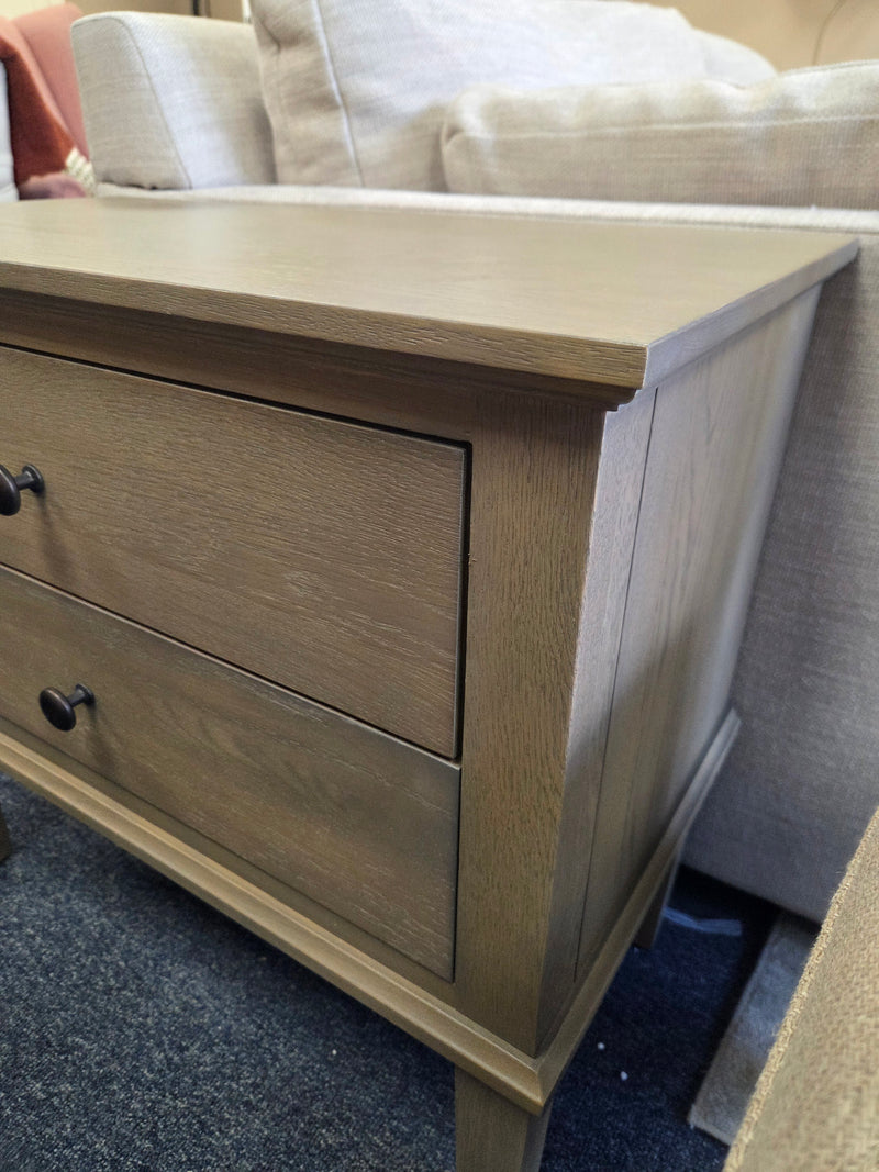 Bibury Smoked Oak Wide 2 Drawer Bedside