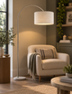 Freya Arc Floor Lamp - Silver (Shade not included)