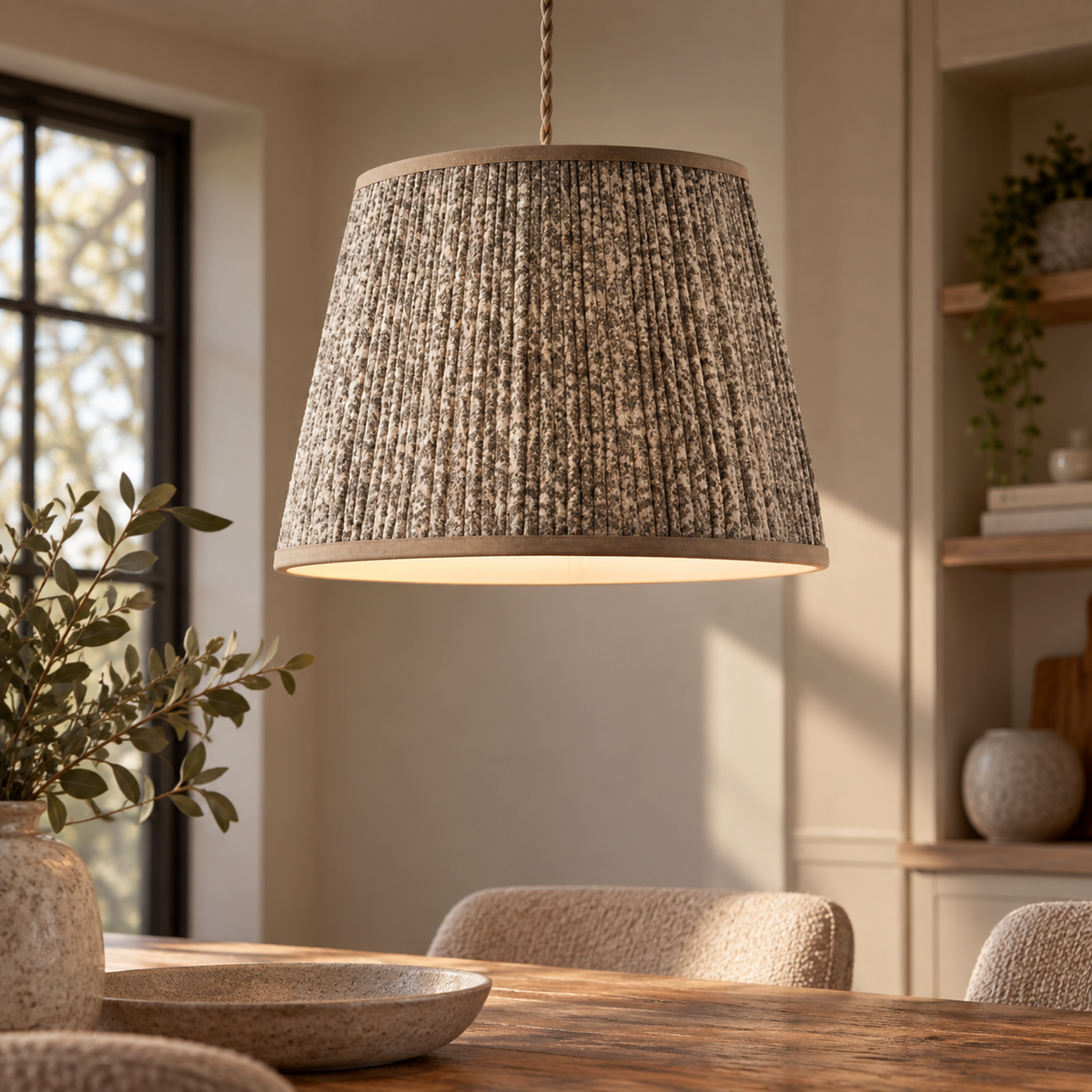 Paisley Pleated Lamp Shade - Cream