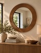 Fredrick Wooden Frame Round Wall Mirror