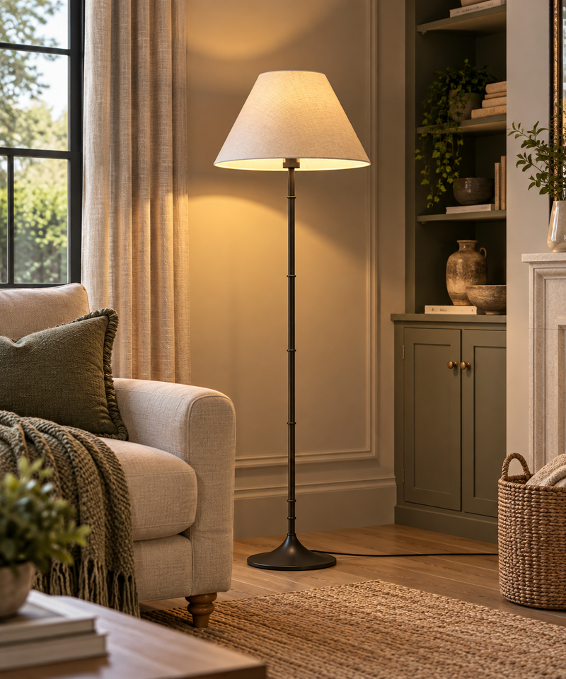 Black Ribbed Floor Light