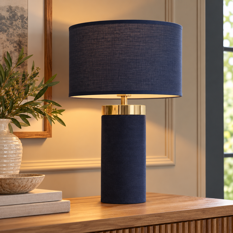 Velvet Base Table Lamp - Blue