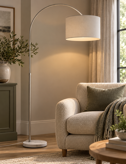 Freya Arc Floor Lamp - Silver