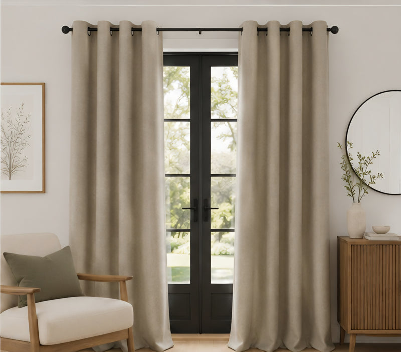 Brushed Eyelet Blackout Thermal Curtains - Neutral - 117cm x 183cm