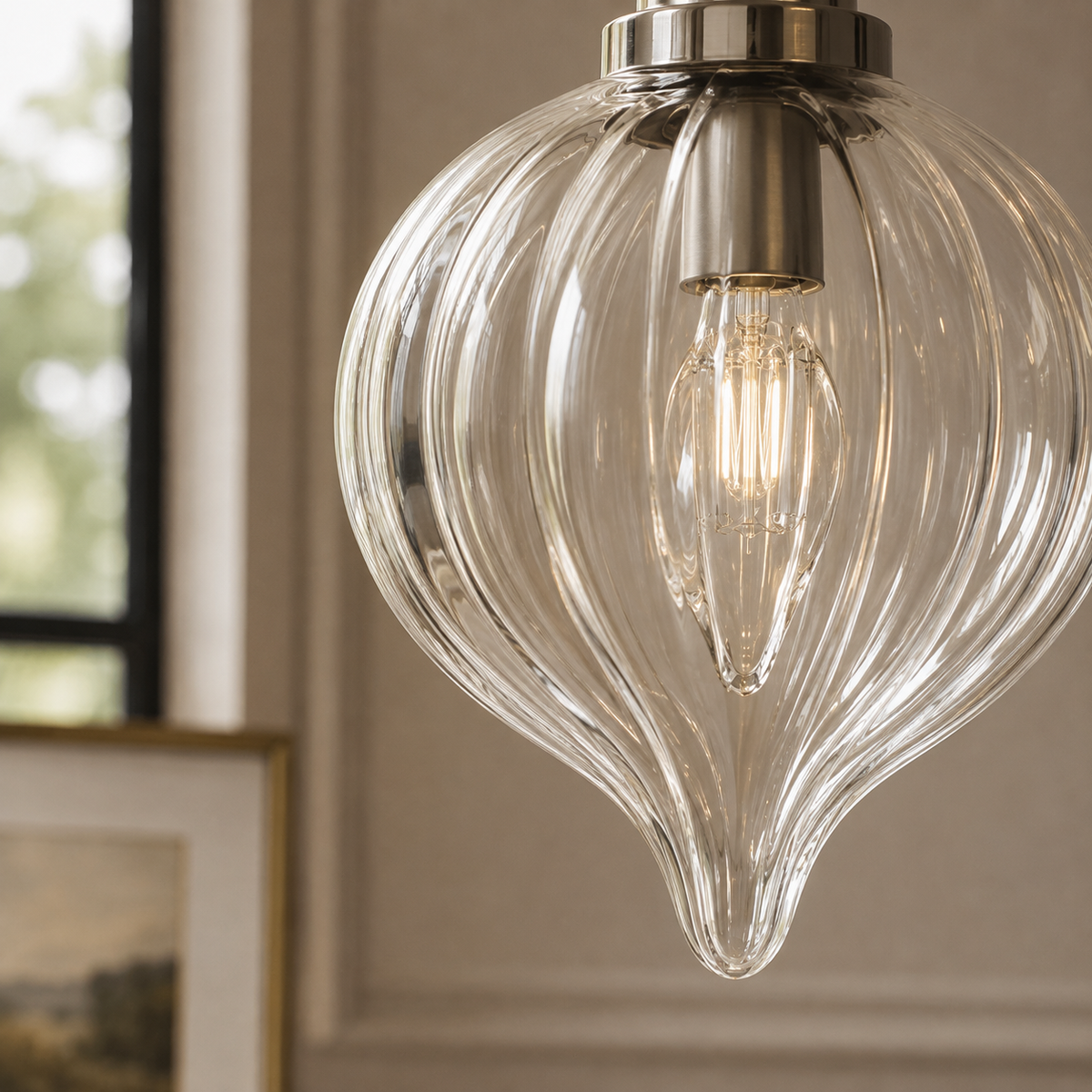 Glass Teardrop Pendant Light