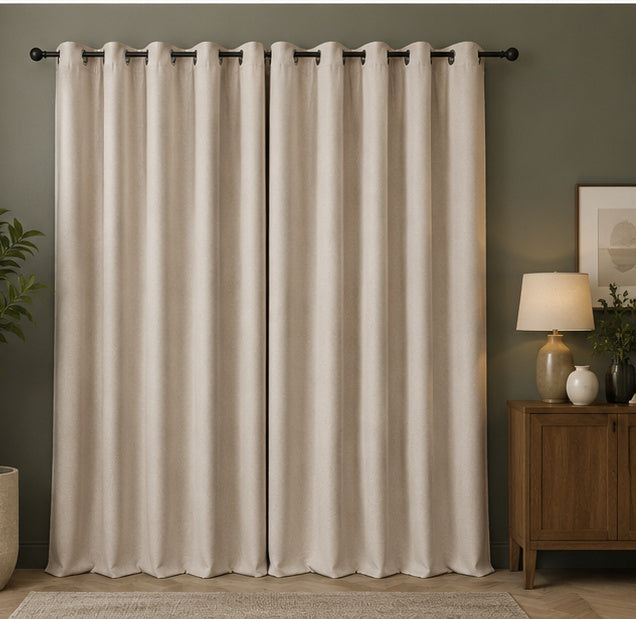 Brushed Eyelet Blackout Ultra Thermal Curtains - Champagne - 218cm x 229cm