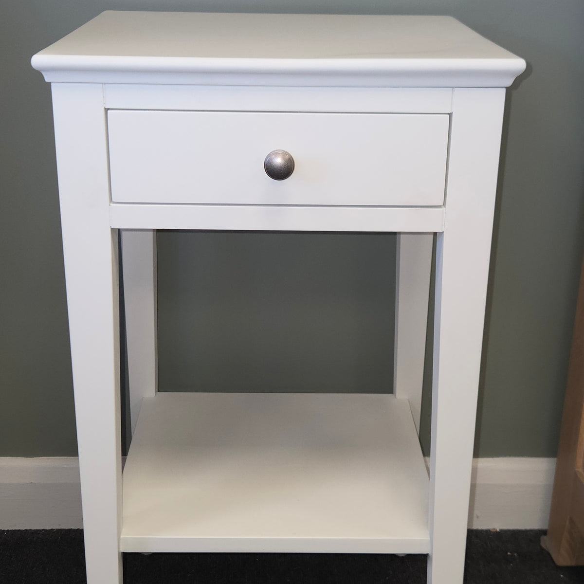 Chantilly Warm White Narrow Bedside Table