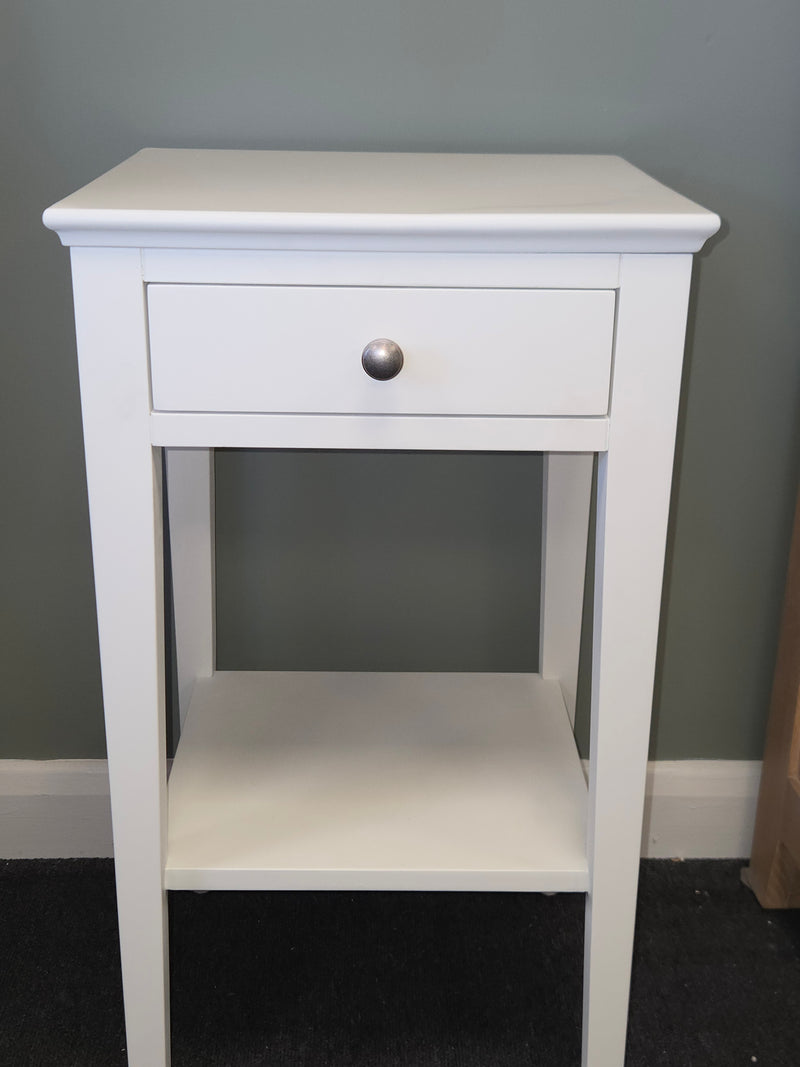 Chantilly Warm White Narrow Bedside Table