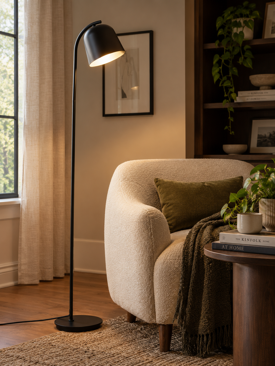 Finn Scandi Metal Floor Lamp - Black