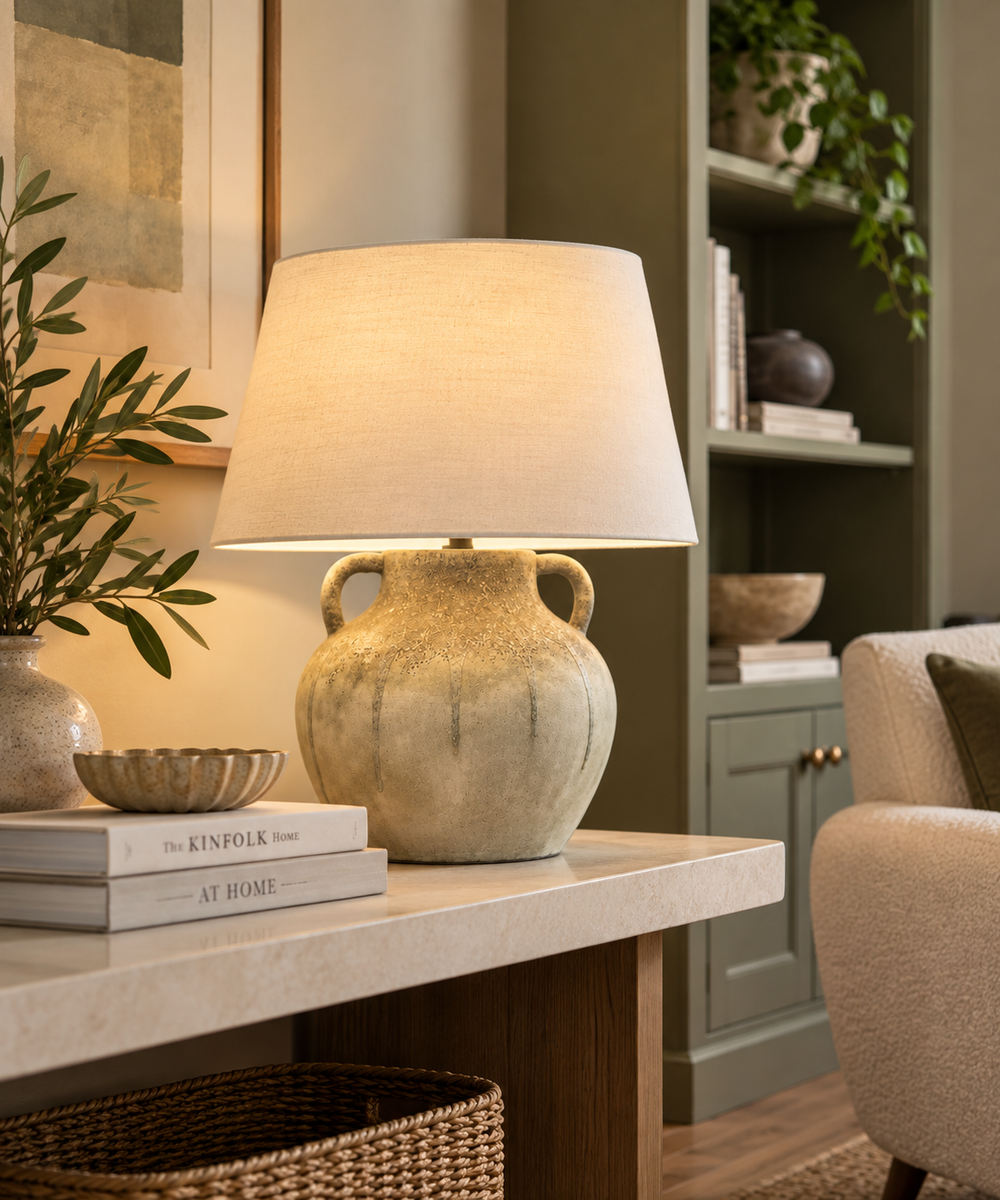 Ceramic Drip Handle Table Lamp - Natural
