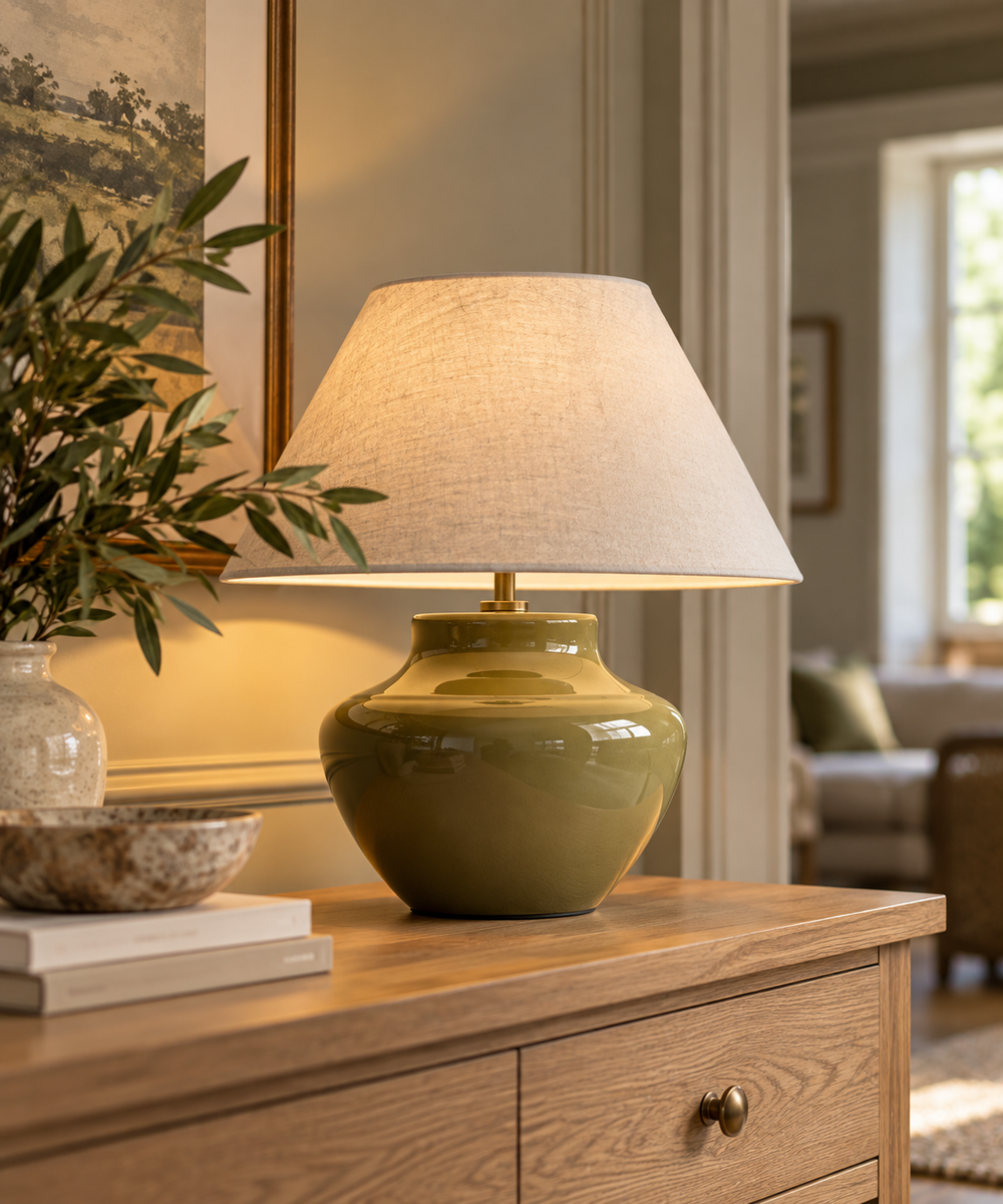 Ceramic Urn Base Table Lamp - Natural